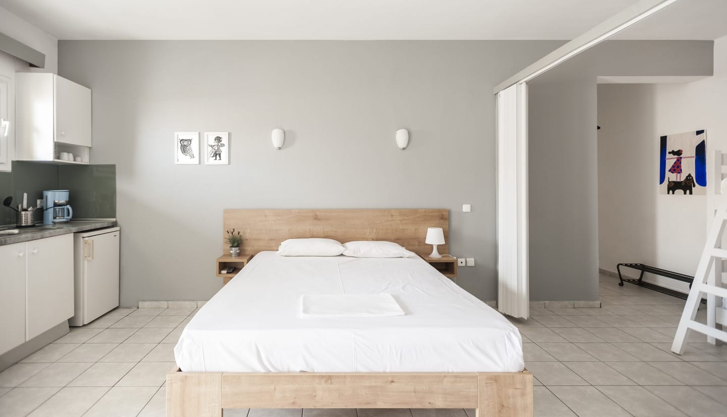 Large studio with double bed and kitchenette